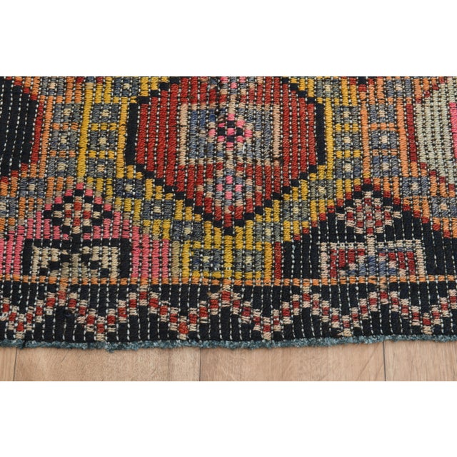 1970s Vintage Turkish Oushak Handmade Wool Cotton Colorful Runner Rug For Sale - Image 4 of 11
