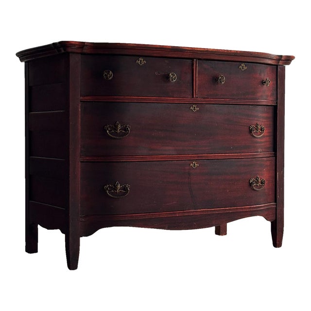 Antique Serpentine Mahogany Chest of Drawers, C. 1890–1910 For Sale