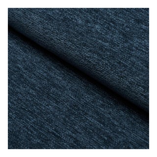 Schumacher Corbin Performance Chenille Fabric In Navy For Sale