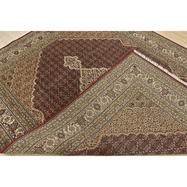 Tabriz Mahi Rug 7’10” X 10’4” Red Wool Traditional Hand-Knotted Carpet For Sale - Image 14 of 15