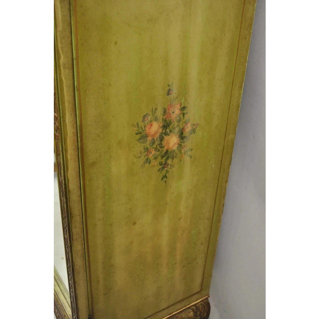 Wood Antique Georgian Green Painted Mirror Front 2 Door Curio China Radio Cabinet For Sale - Image 7 of 13
