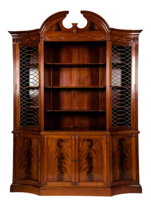 20th Century Nathan Margolis Mahogany Wood Two Parts Breakfront