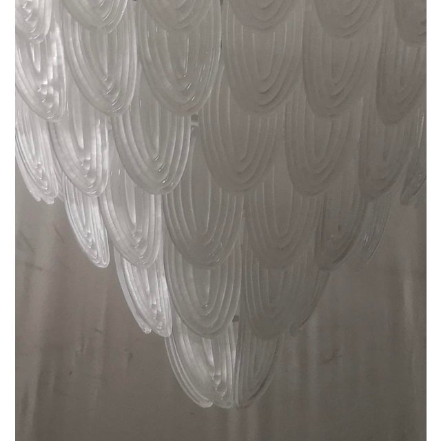 White Murano Art Glass Round Transparent, White Color Chandeliers and Pendant For Sale - Image 8 of 10