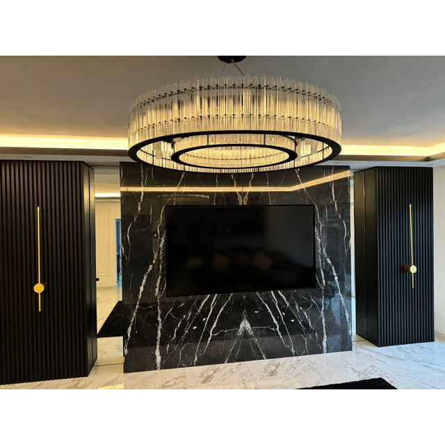 Modern Contemporary Glass Rod Chandelier Black Modern Ceiling Light Chandelier For Sale - Image 11 of 14