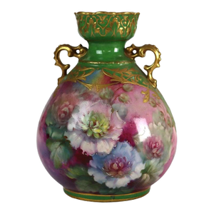 Antique German Royal Bonn Floral Porcelain Vase Signed & Numbered C1920