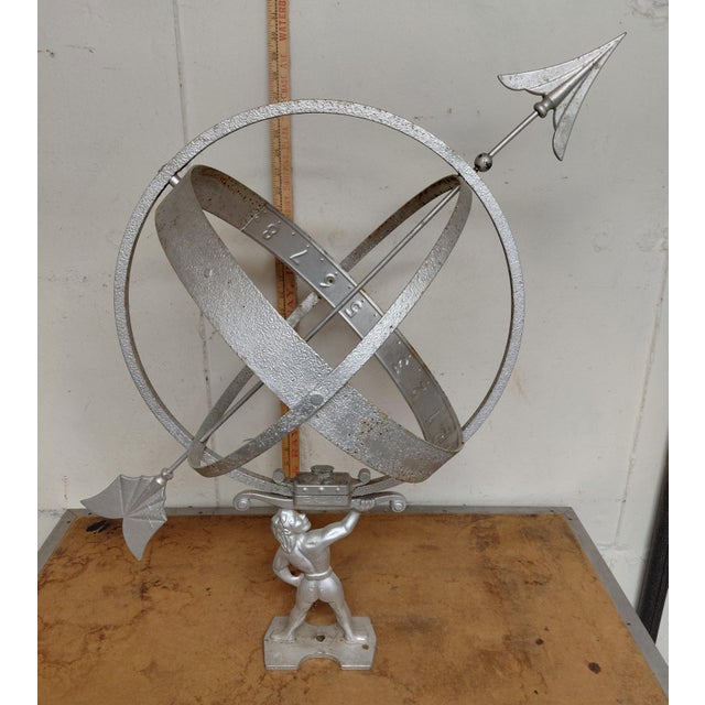Silver Vintage Swedish Armillary Sundial Signed For Sale - Image 8 of 11