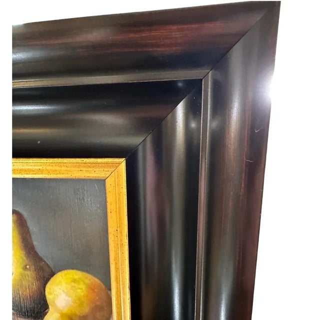 “Three Pears” Realist Still Life by Elyse Gerard Oil Painting For Sale - Image 4 of 5