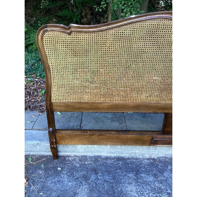 French Provincial Meldan Furniture French Provincial King-Size Walnut and Cane Headboard For Sale - Image 3 of 9
