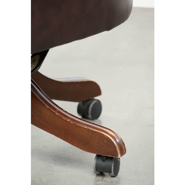 Chesterfield Desk Chair in Brown Cowhide Leather For Sale - Image 15 of 17