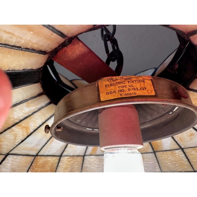 Tiffany Style Leaded Glass Chandelier For Sale - Image 13 of 13