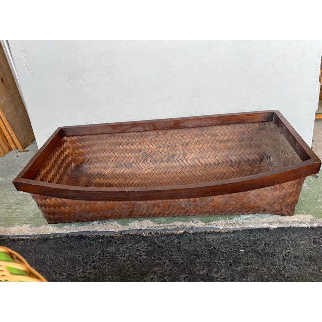 1950s Large Rectangular Brown Ikebana Basket For Sale - Image 4 of 8