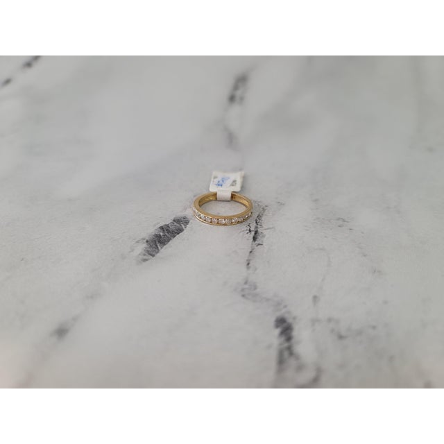 Contemporary Half Carat Diamond Wedding Band 14k Yellow Gold, Size 7 For Sale - Image 3 of 4