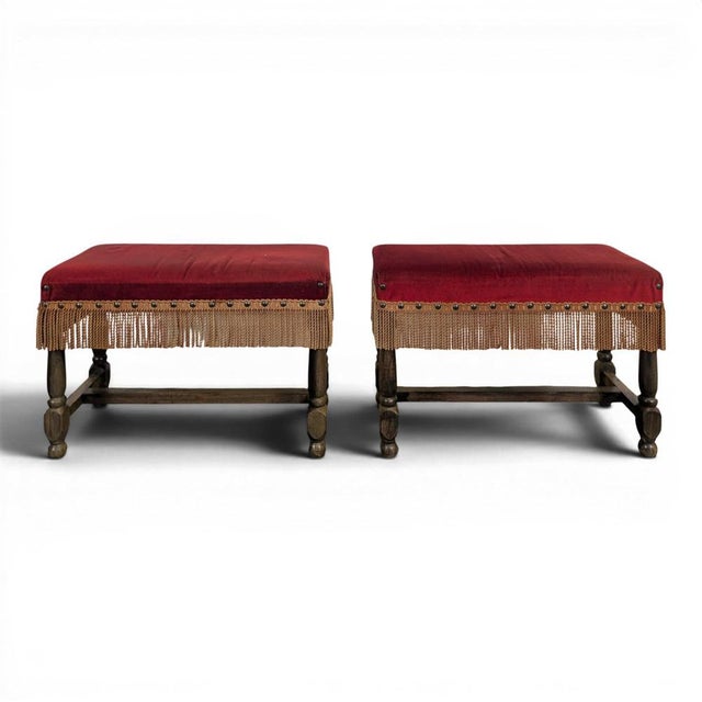 Wood Ottomans with Wooden Structure, Set of 2 For Sale - Image 7 of 7
