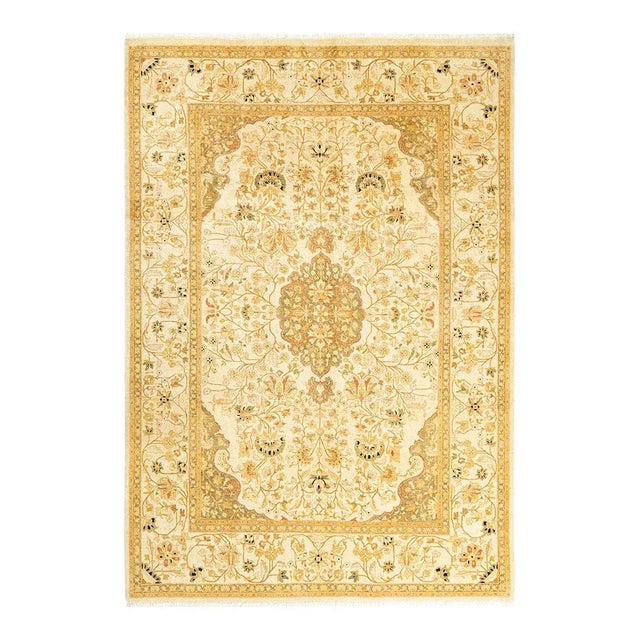 Mogul Collection Hand-Knotted Area Rug - Ivory 6' 2" x 9' 0" For Sale - Image 4 of 4