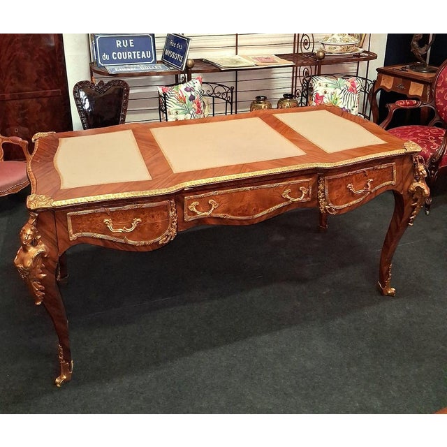 Louis XV Large Flat Wooden Desk, 1890s For Sale - Image 4 of 7