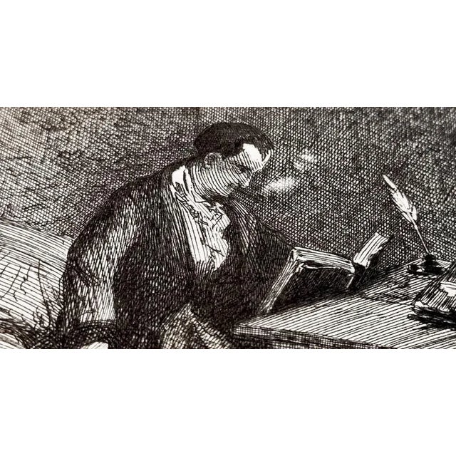 Modern Felix Bracquemond after Courbet, Baudelaire Reading, Engraving, 1935 For Sale - Image 3 of 6