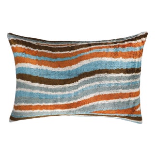 Motion Silk Velvet Ikat Throw Pillow Cover, 16 X 24 For Sale