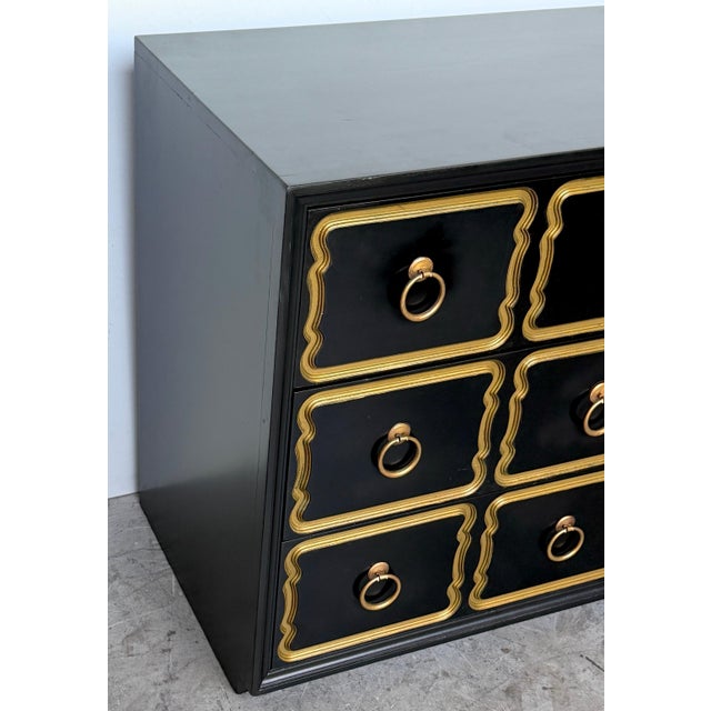 Black Dorothy Draper España Black Lacquer Chest for Heritage, Hollywood Regency, 1950s For Sale - Image 8 of 14