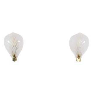 Murano Glass Leaf Wall Sconces, Italy, 1970s, Set of 2 For Sale