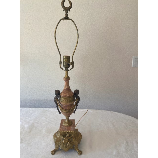 Brass Brevettato Italian Gilt Bronze/Brass Marble Lamps - A Pair Excellent Mint Condition Vintage. For Sale - Image 8 of 12