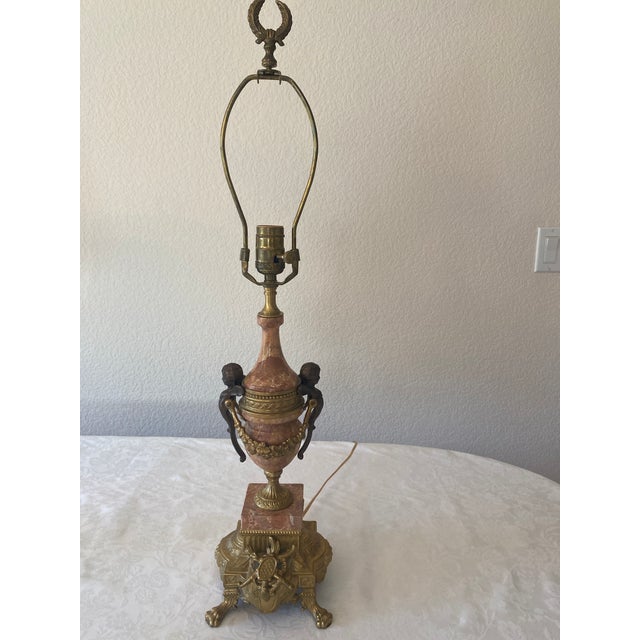 Brass Late 20th Century Brevettato Italian Gilt Bronze/Brass Marble Lamps - A Pair Excellent Mint Condition For Sale - Image 8 of 12