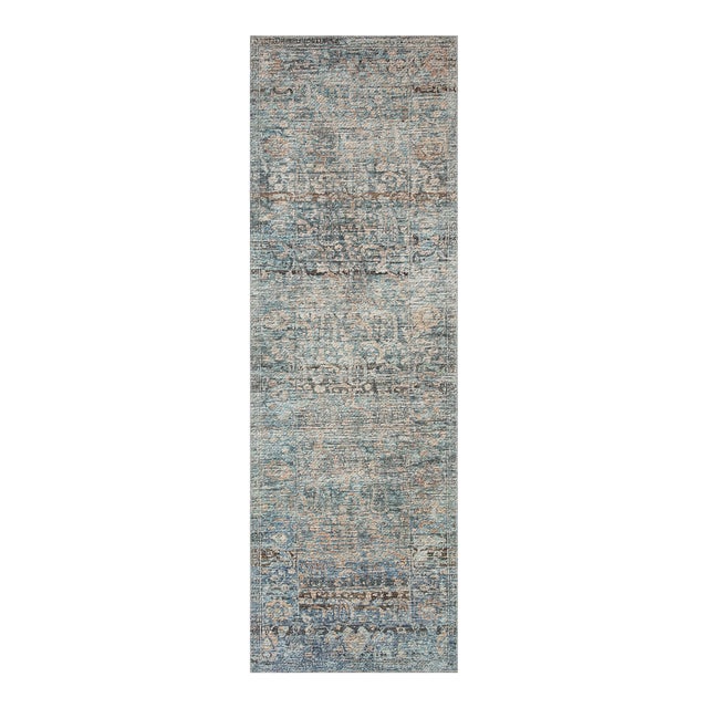 Amber Lewis x Loloi Billie Denim / Blush 2'-6" x 12'-0" Runner Rug For Sale