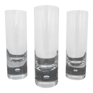 Kosta Boda Clear Pippi Suspended Bubble 6 7/8" Skinny Tumbler Glass Set of 3 For Sale
