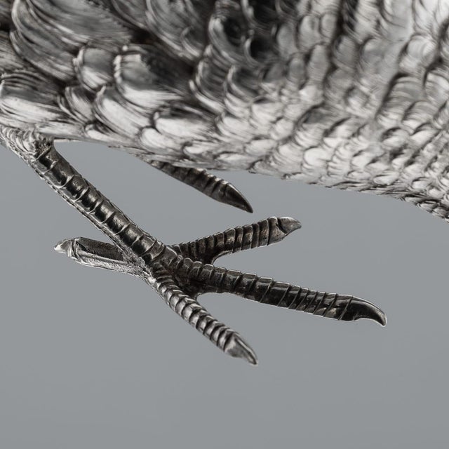 20th Century Italian Silver Pheasant Statues, 1920s, Set of 2 For Sale - Image 18 of 18