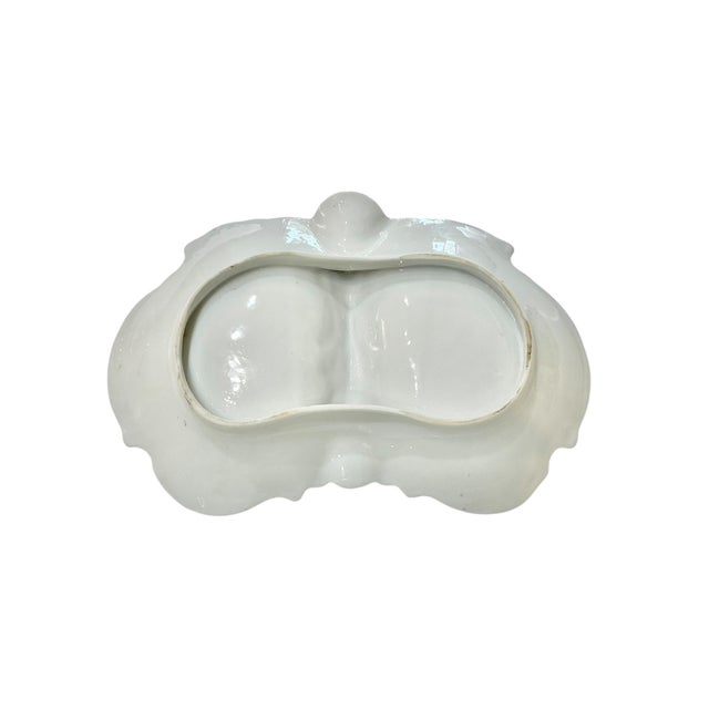 Vintage French Porcelain Shell Form Serving Dish With Gold Rose Decoration For Sale - Image 9 of 11