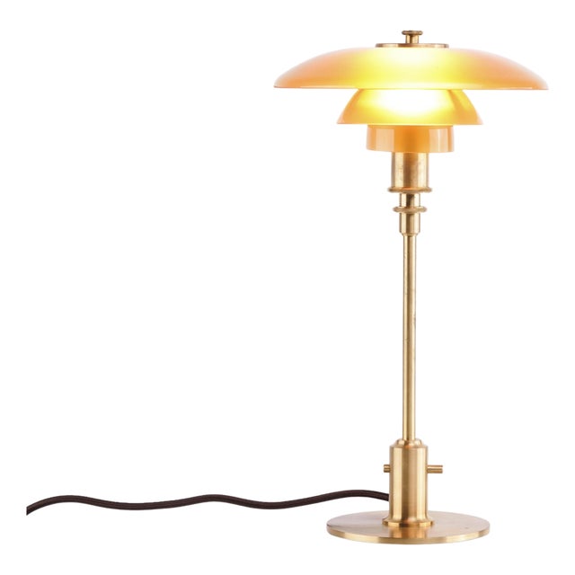 Model PH 2/1 Table Lamp in Brass with Amber Shades by Poul Henningsen for Louis Poulsen, 2017 For Sale