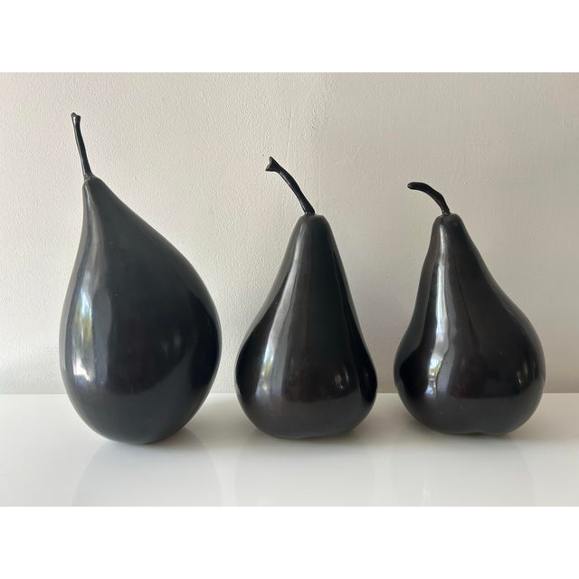 Contemporary 1980's Bronze Trio of Large Abstract Pear Sculptures For Sale - Image 3 of 11