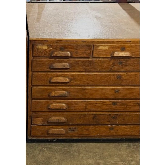 Vintage Hamilton Manufacturing Co. Oak Flat Filing Cabinet, A Pair For Sale - Image 4 of 4