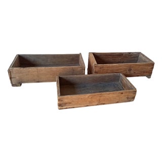 Vintage Wooden Boxes, 1950s, Set of 3 For Sale