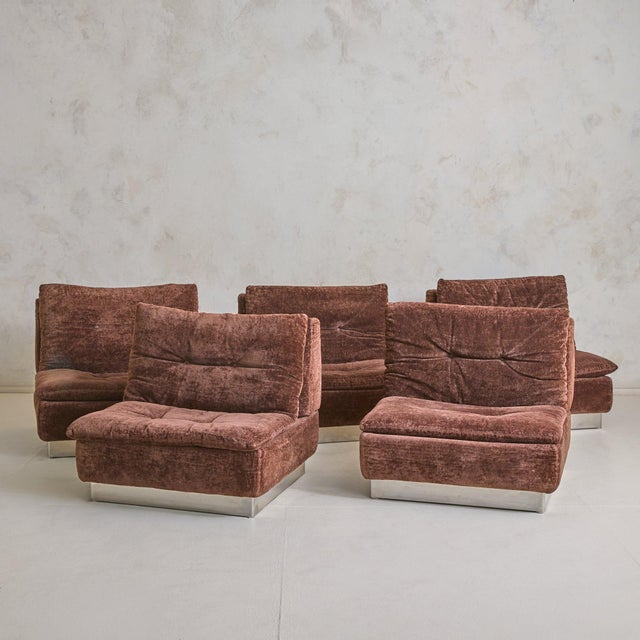 Metal Italian Lounge Chair in Original Chestnut Upholstery, 1970s - 5 Available For Sale - Image 7 of 13