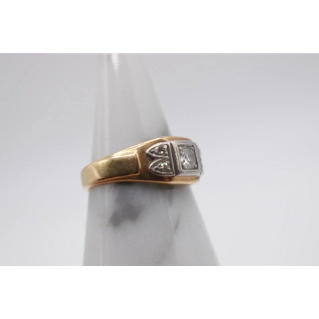 Mid 20th Century Mid 20th Century Men's Gold Diamond Ring, Size 8.5 For Sale - Image 5 of 6
