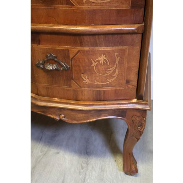Italian Bombe Walnut Marquetry Secretary Desk, Circa 1950s For Sale - Image 12 of 18