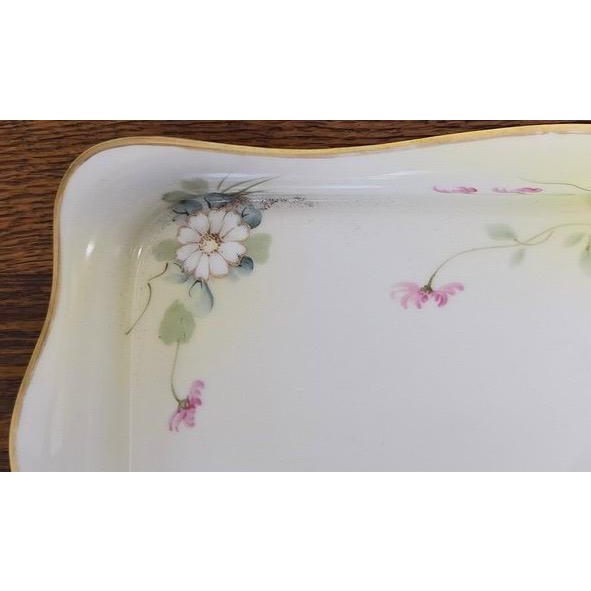 Ceramic Antique Nippon Hand-Painted Floral Serving Tray For Sale - Image 7 of 9