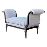 Vintage Ticking Stripe Scroll Bench For Sale