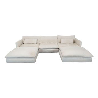 Crate & Barrel Unwind Modern Beige Sectional Sofa - Spacious and Comfy For Sale