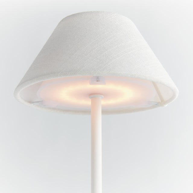 Alluna Cordless Led Lamp 14" - White Linen Shade/White Base For Sale In Chicago - Image 6 of 10