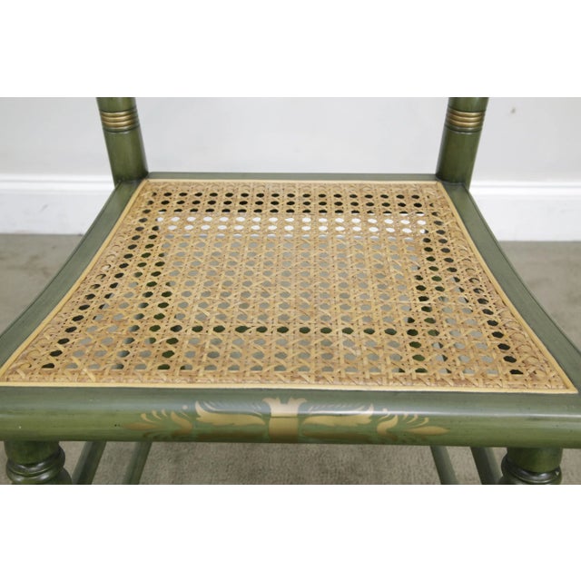 1970s Hitchcock Green Painted George Washington Mount Vernon Cane Seat Side Chair (B) For Sale - Image 5 of 13