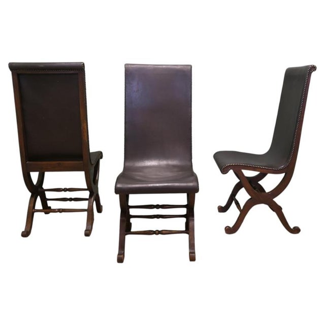 Black Mid-Century Modern Leather and Oak Fireside Sling Chairs by Pierre Lottier, 1970, Set of 3 For Sale - Image 8 of 8