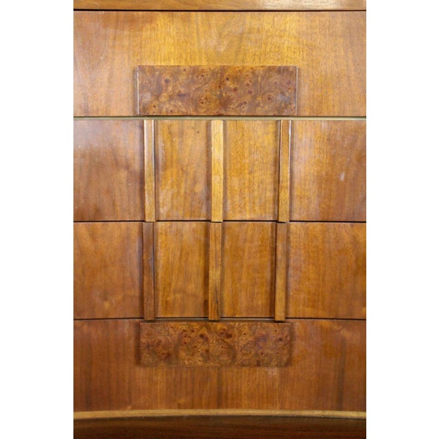 Mid 20th Century Modern Walnut Highboy Dresser With Burl Handles For Sale In New York - Image 6 of 10