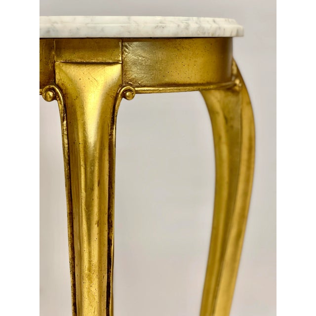 Wood 20th Century Regency Gilt Wood Marble Top Pedestal or Plant Stand For Sale - Image 7 of 12