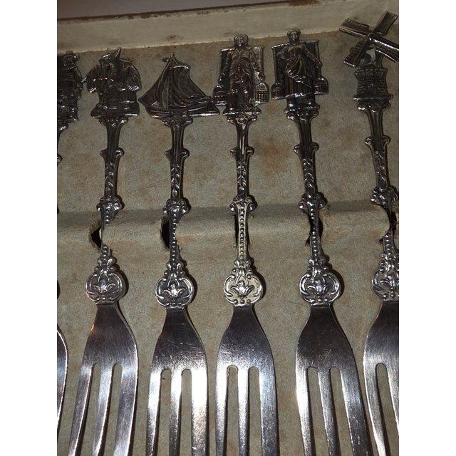 Figurative 1940s Dutch Silverplated Six Piece Serving Set For Sale - Image 3 of 12