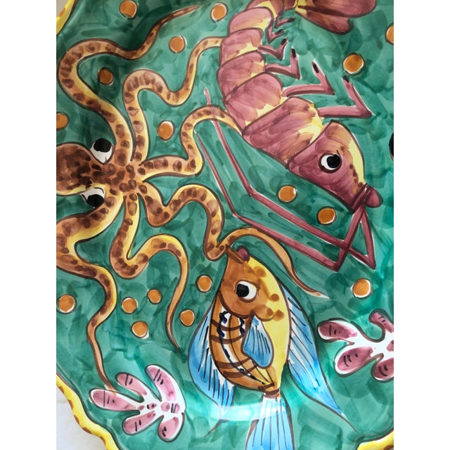 Green Vintage Mid Century Pascal Ravello Italian Hand Painted Lobster Seafood Platter For Sale - Image 8 of 8