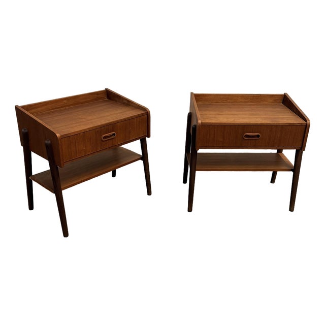 Pair of Danish Modern Teak Nightstands or Bed Side Tables, Circa 1960s For Sale