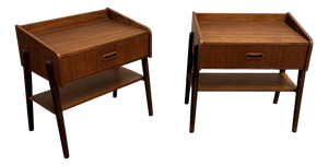Pair of Danish Modern Teak Nightstands or Bed Side Tables, Circa 1960s