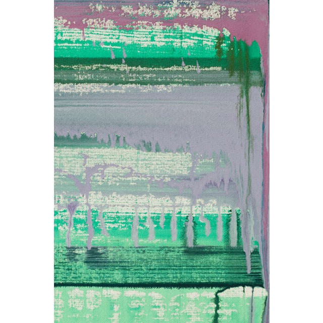 "Resetting Myself Again by Doing Absolutely Nothing / Lilac Green" Large Abstract Acrylic Painting by Simon Findlay For Sale - Image 11 of 12