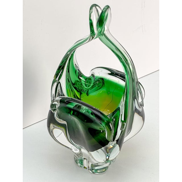 Gold Green Glass Bowl by Josef Hospodka for Chribska Glassworks, 1970s For Sale - Image 8 of 9